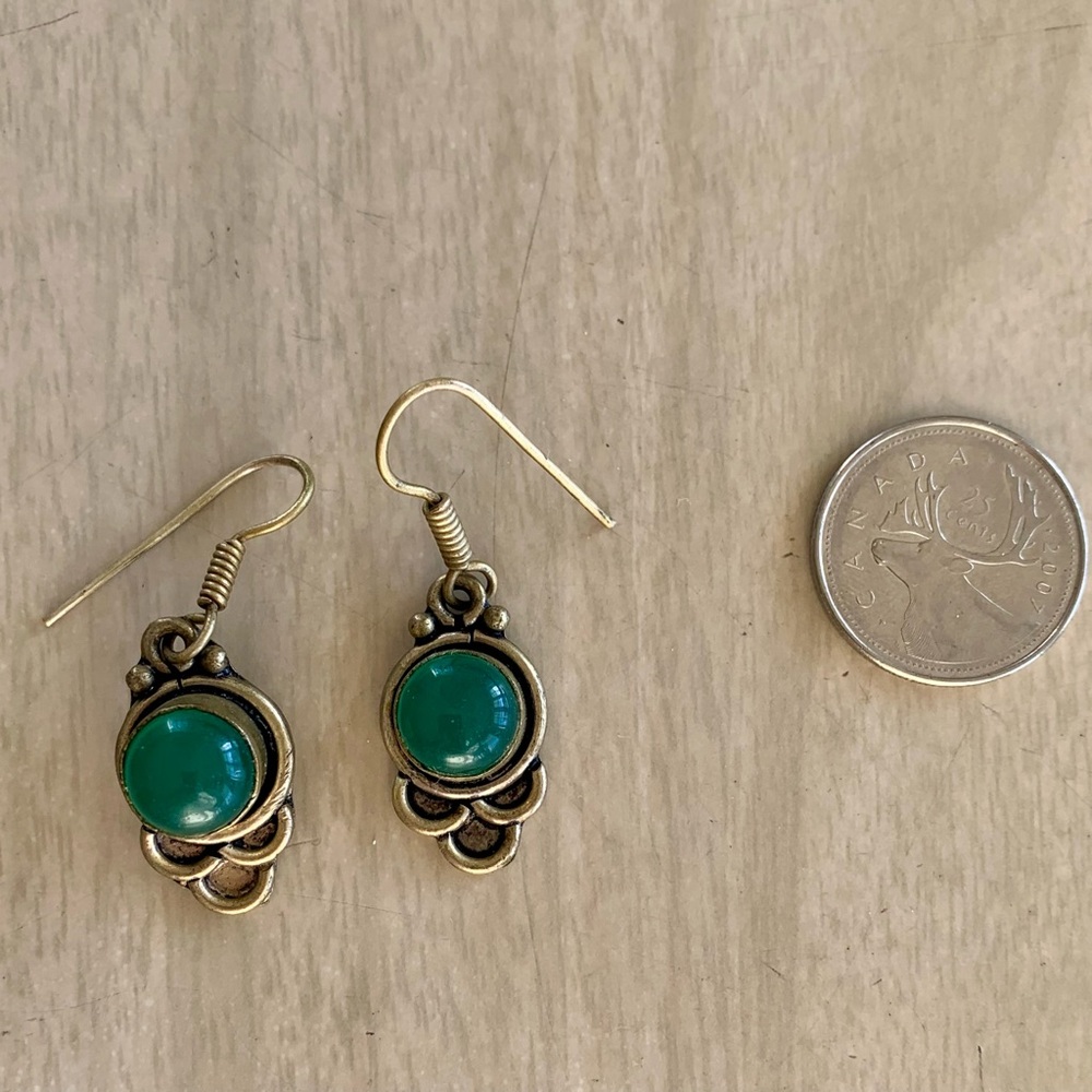 Elegant Green and Gold Earrings